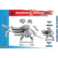 Grå hårdplast D&D Frameworks-miniatyr med detaljerad krigare i rustning, mantel och svärd