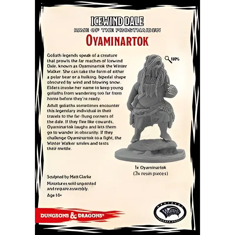 Grå stenfigur av hornigt kräldjur med klor av Matt Clarke, D&D Icewind Dale Oyaminartok