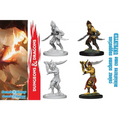 Githyanki D&D-miniature i grått och målat gult-rött