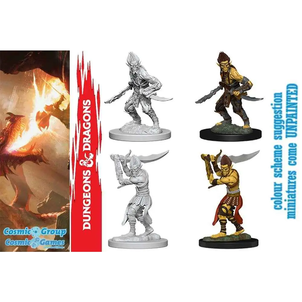 Githyanki D&D-miniature i grått och målat gult-rött