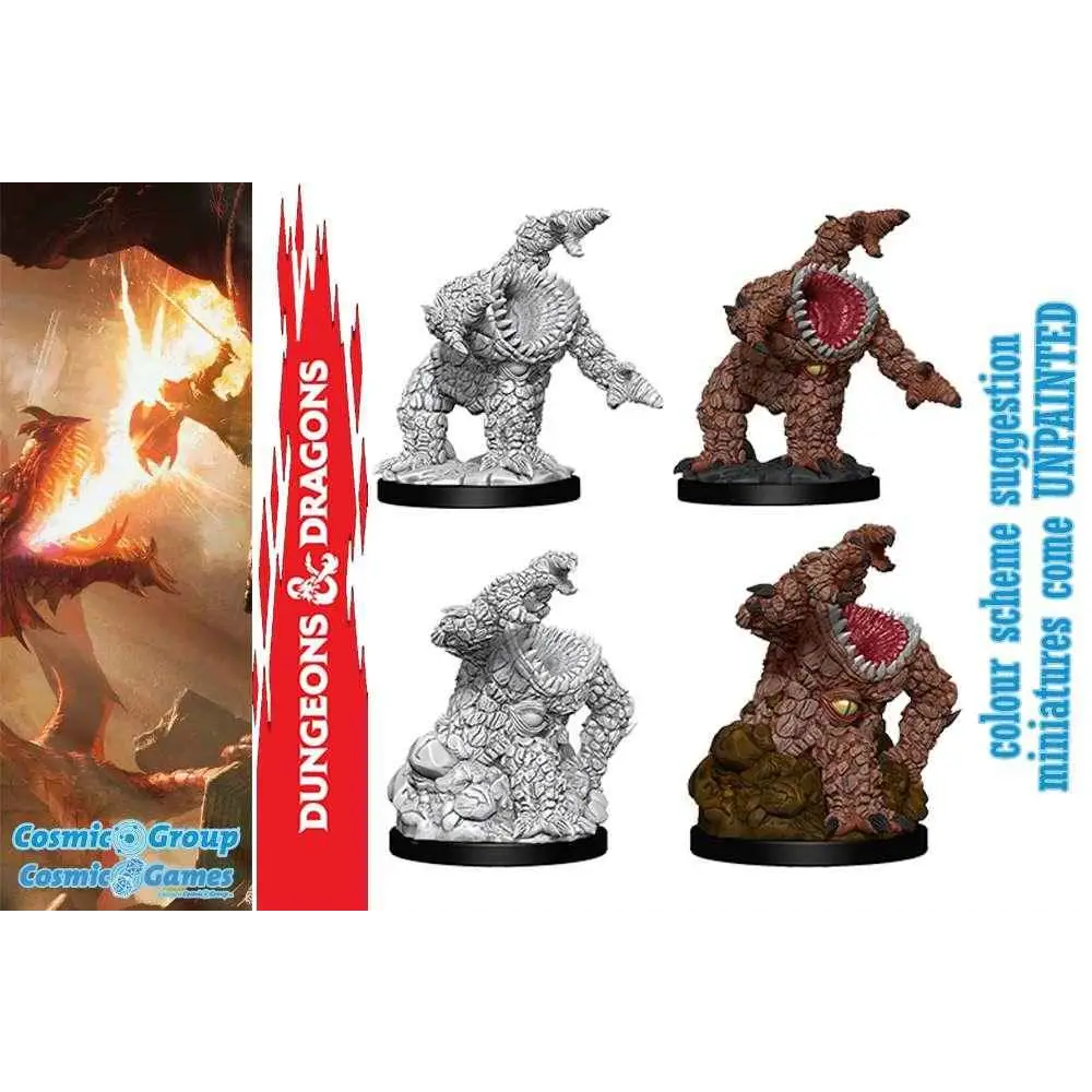 Brun miniatyr av Xorn, D&D Nolzurs underbara miniatyrer, med texturerad hud och vassa tänder