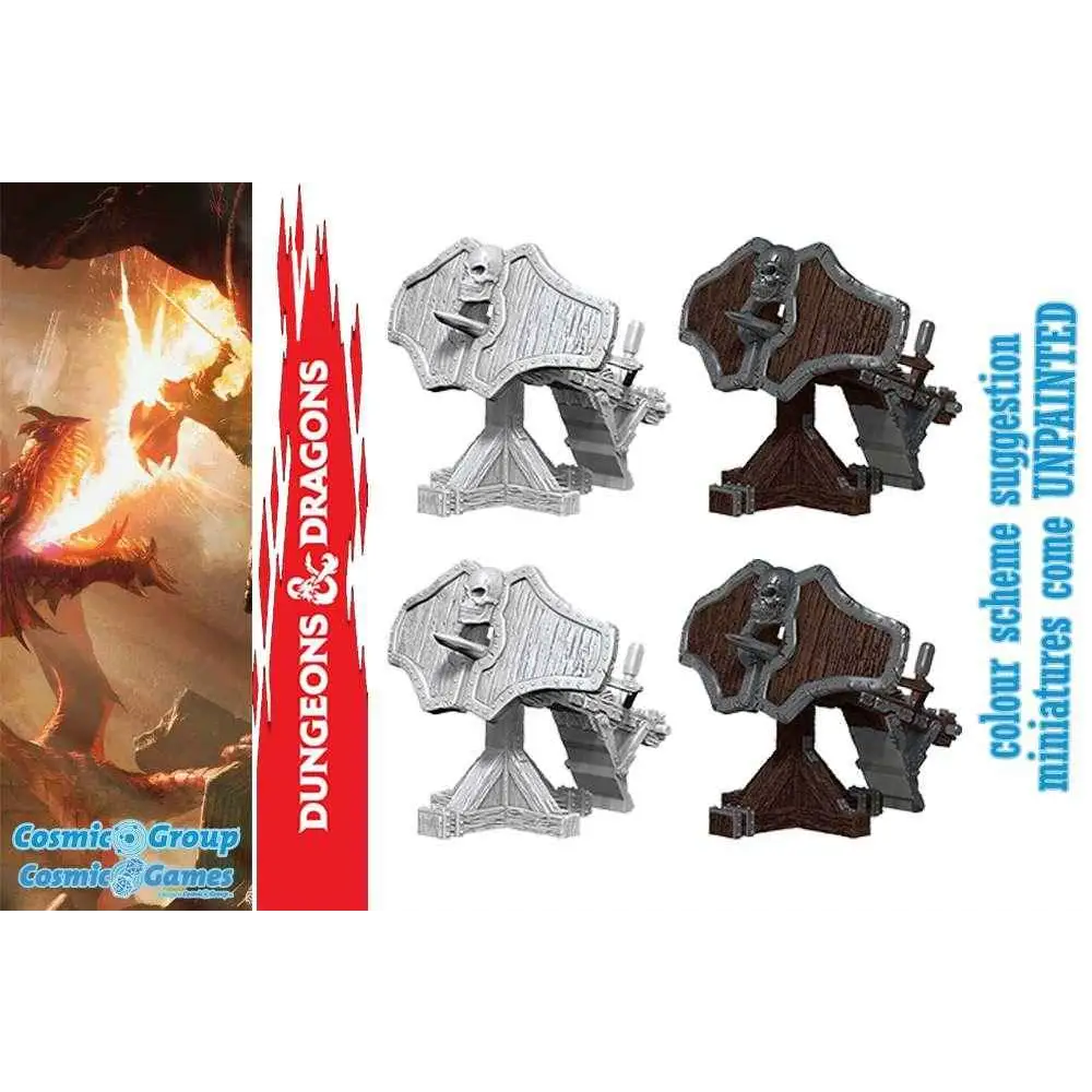 Op målad plastminiatyrsköld med dödskallsmotiv för D&D-ballista