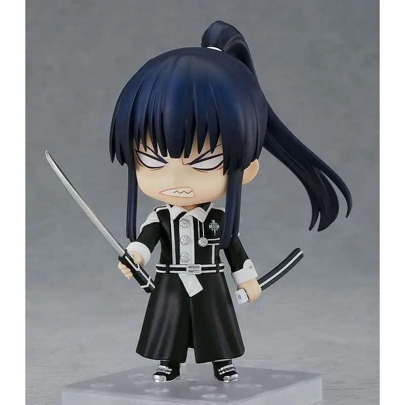 D.Gray-man Yu Kanda Nendoroid-figur i svartvitt med blå hår och två svärd