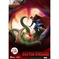 Doctor Strange i blå mantel med röd kappa flyter över grön tentakelfant