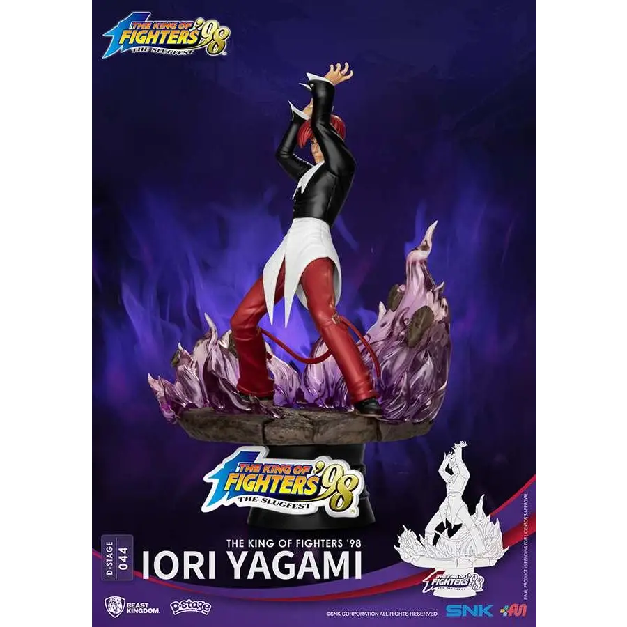 D-Stage Iori Yagami från King of Fighters 98-statyn med lila lågor