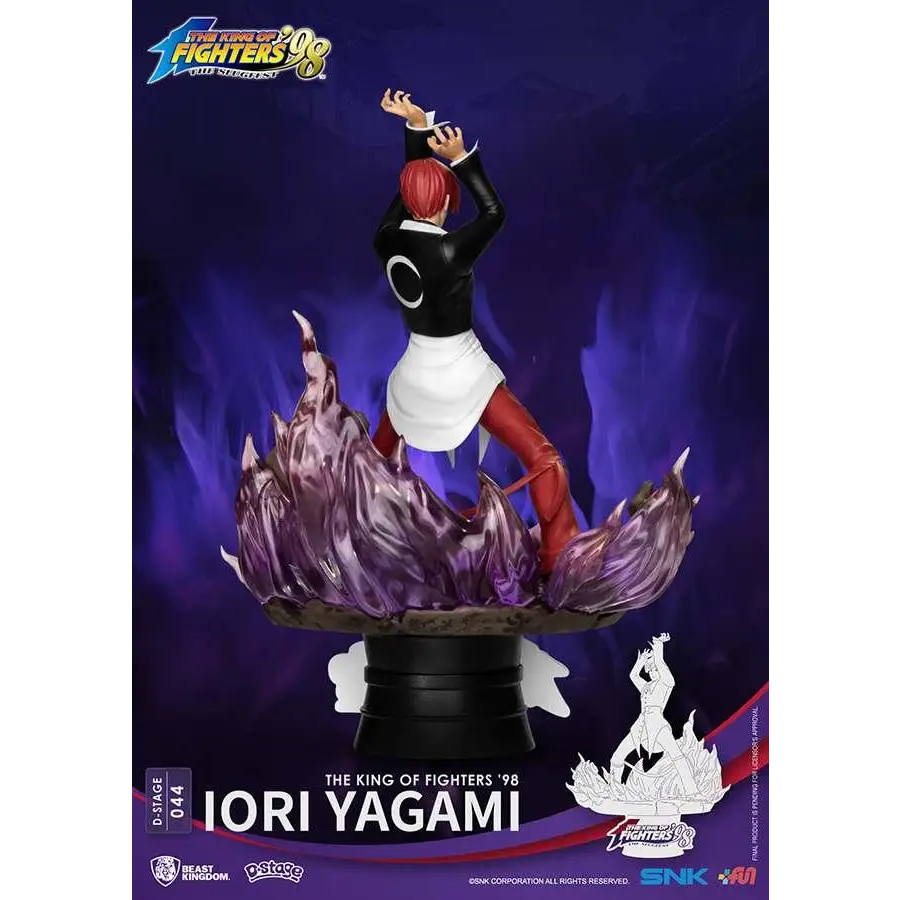 Iori Yagami D-Stage staty från King of Fighters 98 med lila lågor