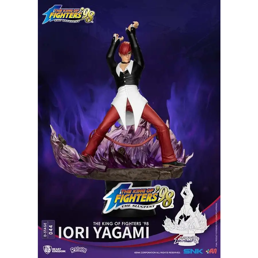 D-Stage King of Fighters 98 Iori Yagami-statyett med rött hår och svartvit outfit