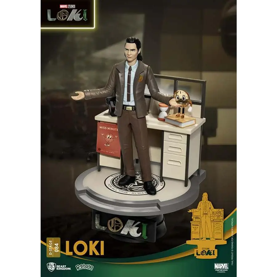 D-Stage Loki TV Diorama med brun läderliknande kostym och slips