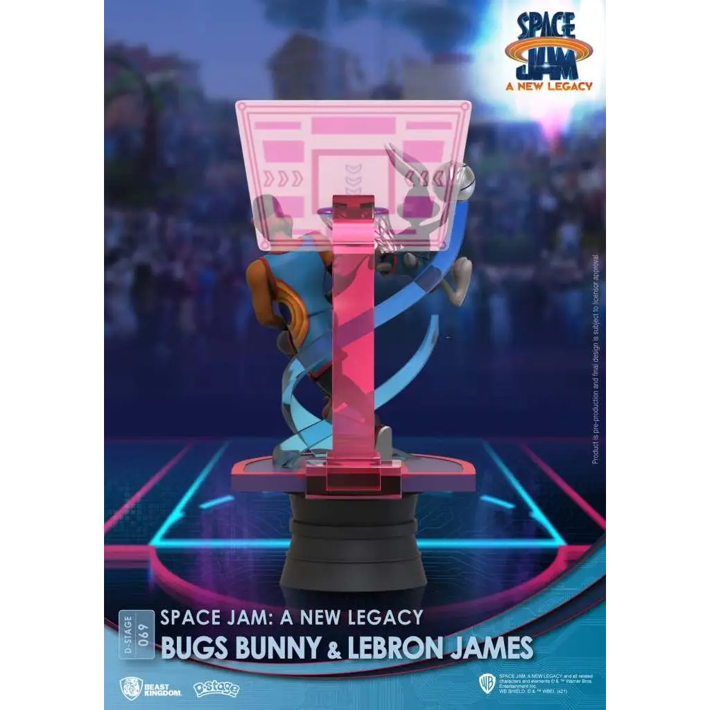 Translucerad rosa och blå basketkorg med lysande bas, Bugs Bunny i luften, D-stage Space Jam 2 LeBron