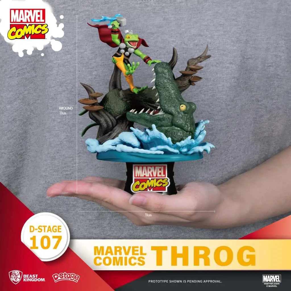 Throg diorama från Beast Kingdom med groda på krokodil