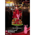 Halloween-tematiserad Wanda Maximoff-statyett i rött och rosa med pumpa-dekorationer, D-Stage WandaVision-diorama