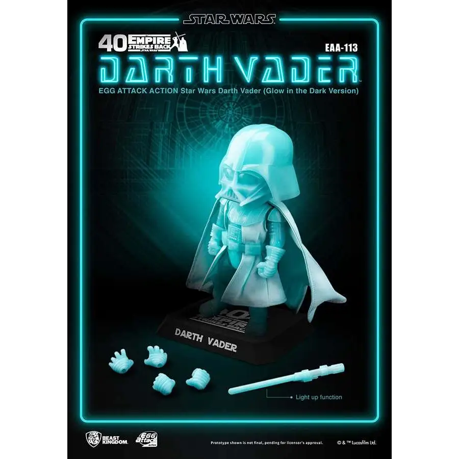 Lysande Darth Vader-figur från Star Wars, teal med glöd i mörkret