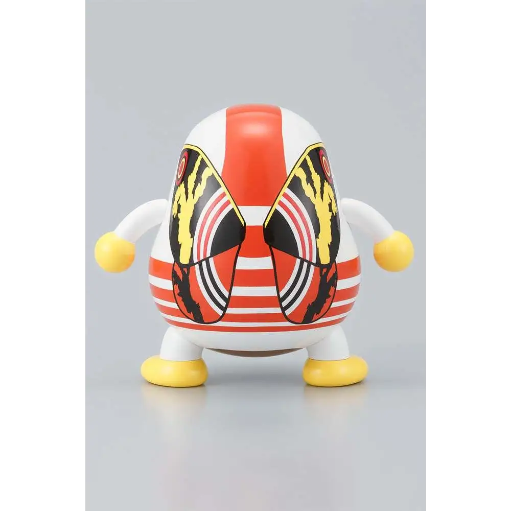 Japansk Daruma docka Mothra med vit-orange kropp och tigerögon