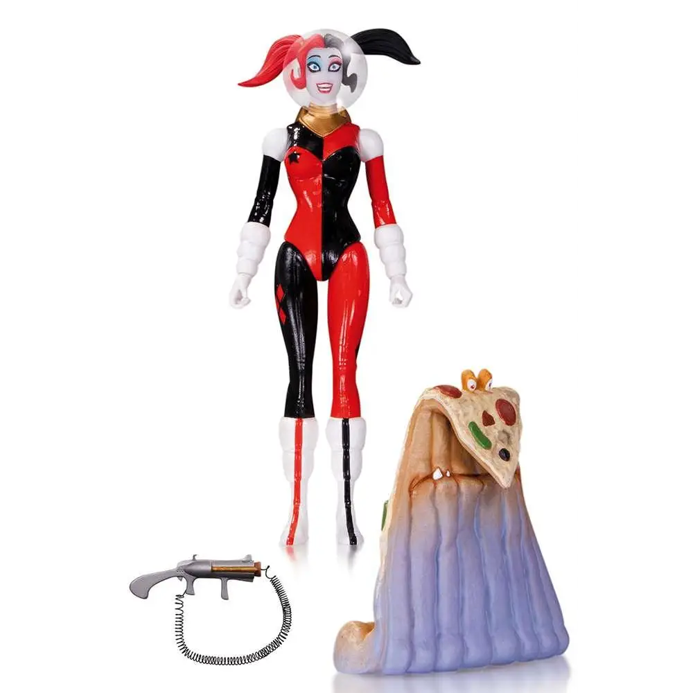 DC Comics Amanda Conner Harley Quinn rymddräkt actionfigur med pizzakappa och revolver