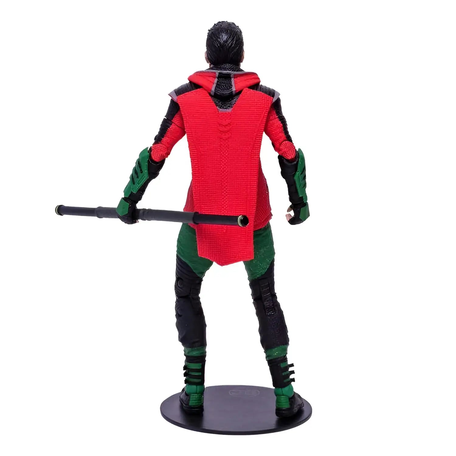 Röd och grön Robin actionfigur från DC Gaming Gotham Knights på rund bas