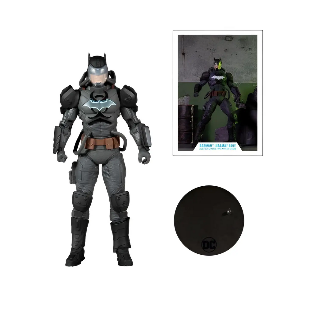 DC Multiverse Batman i hazmat-dräkt, grå rustning med svarta accenter