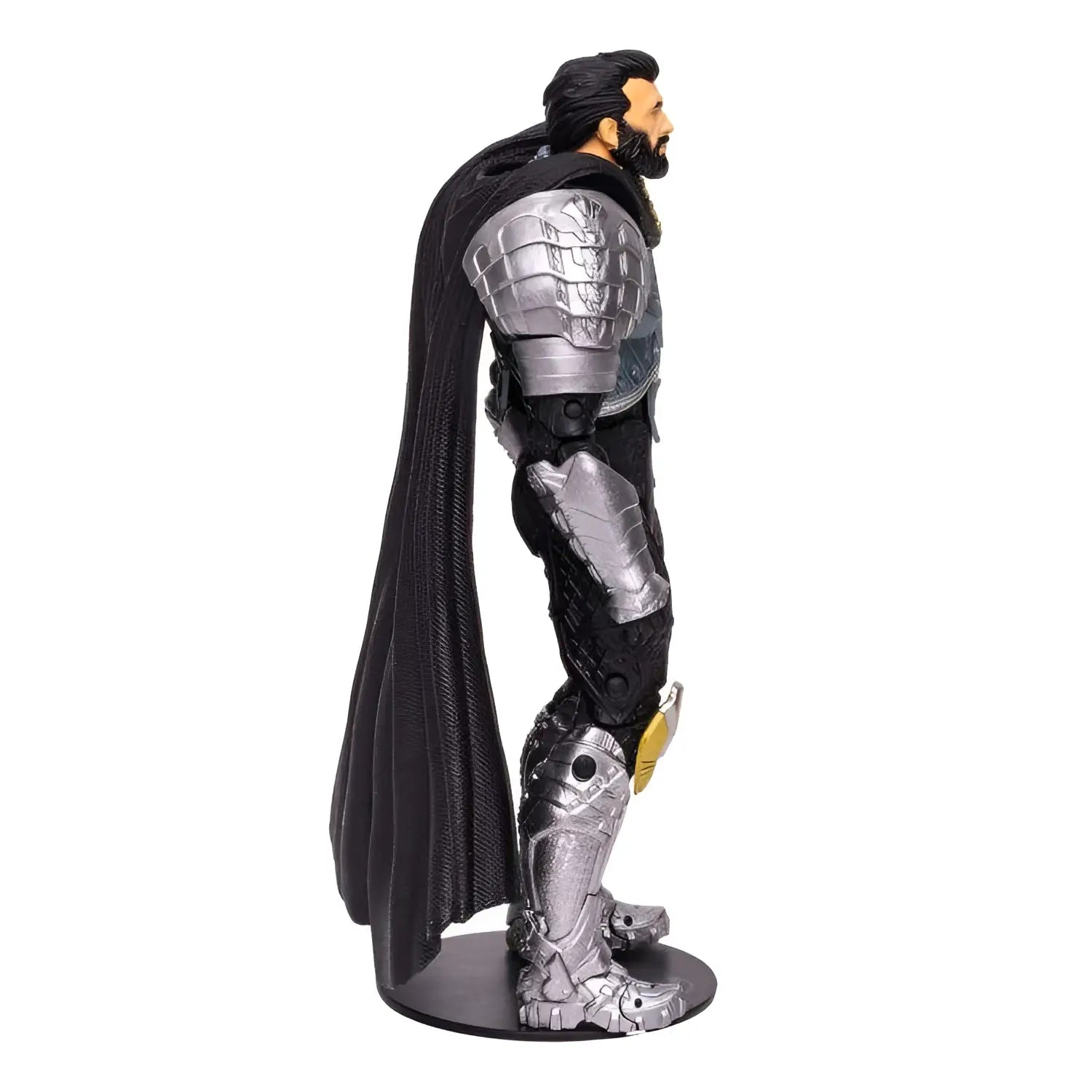 Svart och silver DC Multiverse General Zod actionfigur med mantel och metallplattor