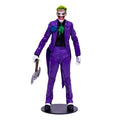 DC Multiverse Joker: Death of the Family-figur med lila kostym, grönt hår, blå blomma och yxa