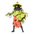 DC Multiverse Scarecrow Infinite AF actionfigur med grön och röd design, gul hatt, gasmask och trasiga kläder