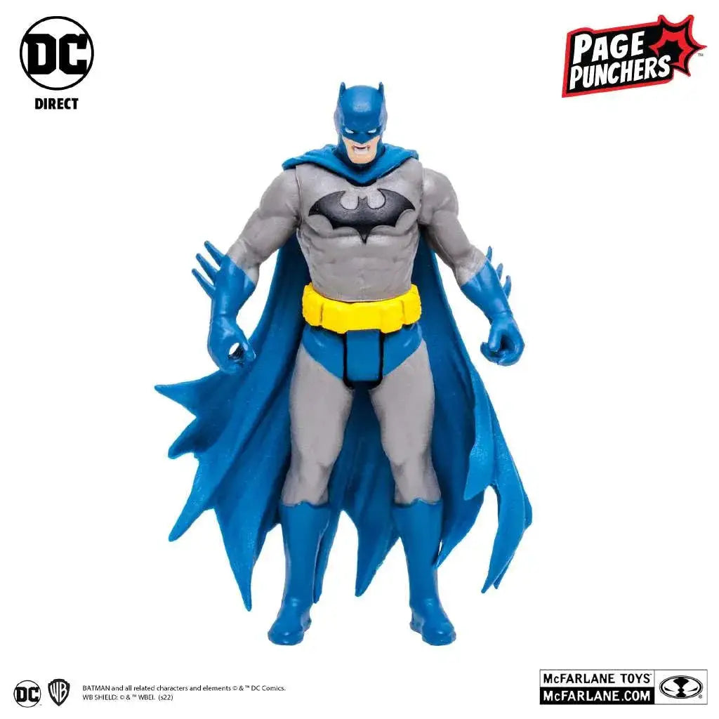 Blå och grå Batman-actionfigur med gul utility-bälte från McFarlane Toys Page Punchers