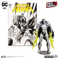 Silver och svart Black Adam-actionfigur med gul glödande energi från McFarlane Toys i DC Page Punchers Line Art-serien
