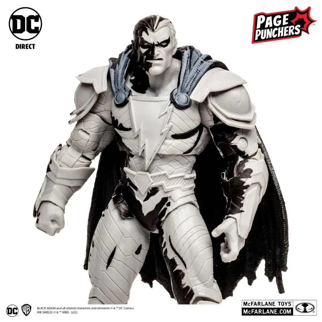 Svartvit rustad Black Adam actionfigur från McFarlane Toys Page Punchers