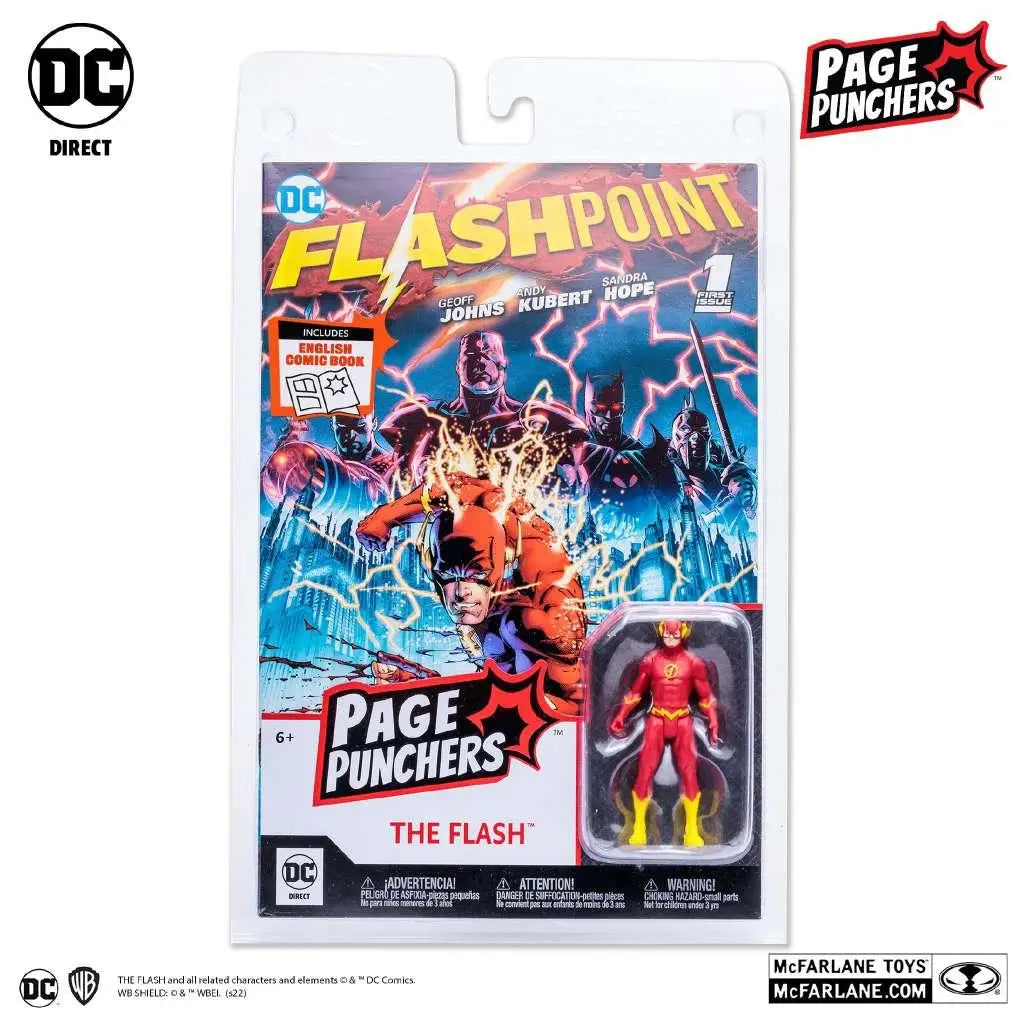 Röd och gul Flash actionfigur i blisterförpackning, DC Page Punchers