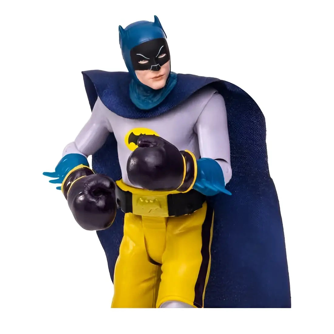 DC Retro Batman 66 boxad figur i grå-gul kostym med blå mantel