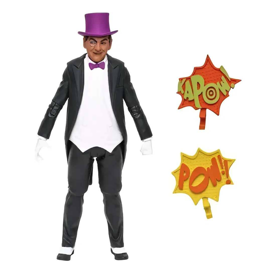 Retro Batman 66 Penguin-figur med lila topp-hatt och svart smoking