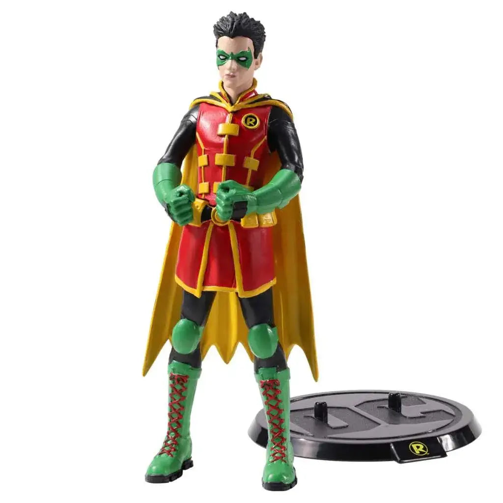 DC Robin Bendyfig - röd, grön, gul figur med svarta accenter och mantel