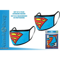 Blå Superman-ansiktsmasker med röd-gul logga och svart kant, 2-pack