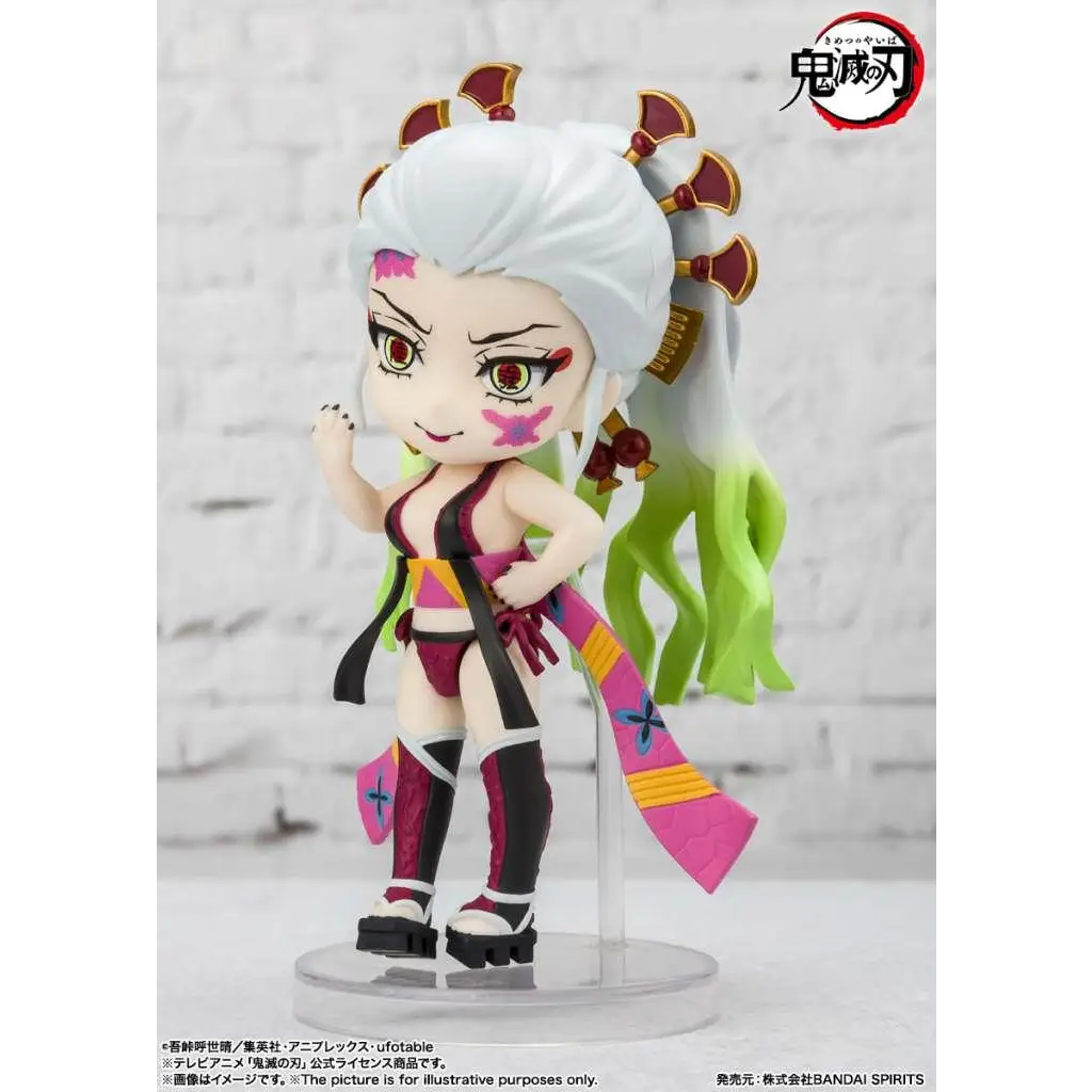 Chibi-figur av Daki och Gyutaro från Demon Slayer, vitgrön hår, svart-rosa outfit