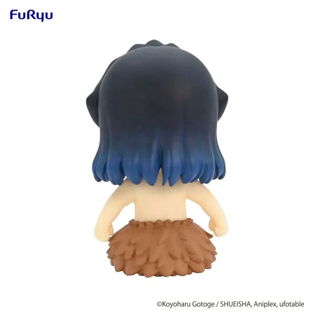 Demon Slayer Inosuke Potetto-figur med blå gradient hår och brun fjäderkjol