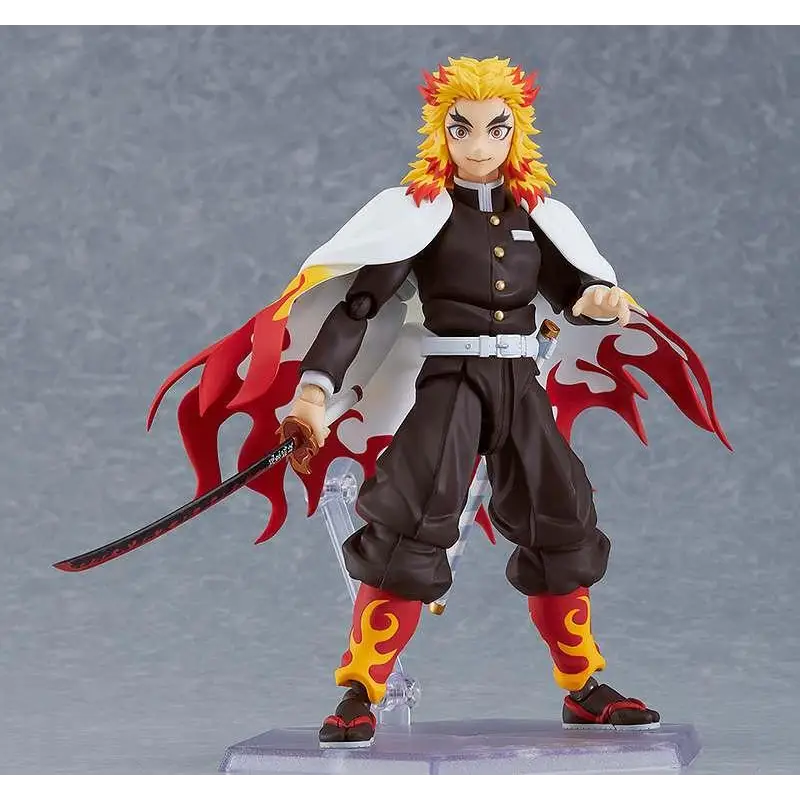 Demon Slayer Kyojuro Rengoku figma figur med spikig gul-röd hår och flammönster