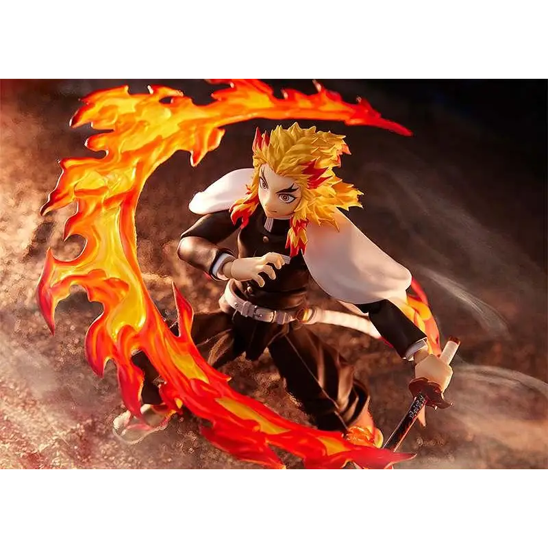 Figma Kyojuro Rengoku actionfigur med flammande effekter från Demon Slayer