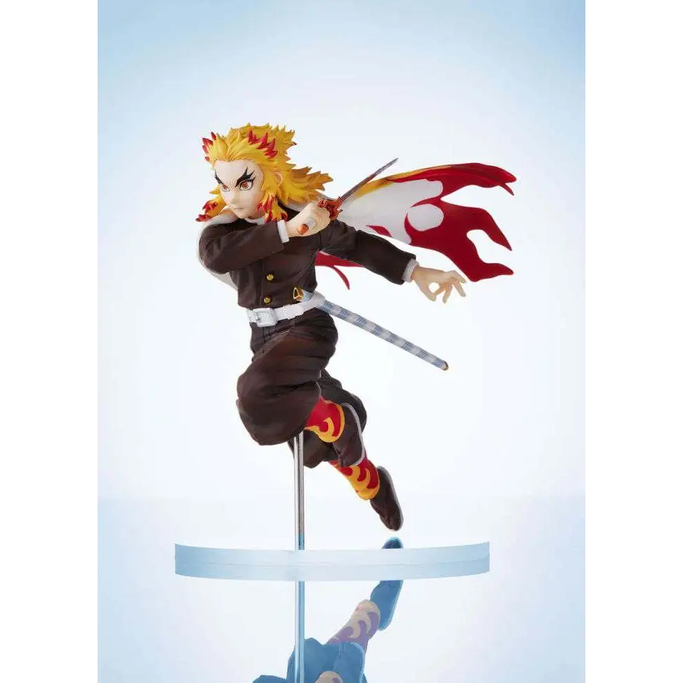 Demon Slayer Kyojuro Rengoku mini-figur med spikig gyllene hår och eldiga röda märken