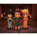 Tre Demon Slayer-figurer: Tanjiro, Zenitsu och Inosuke i kimonor