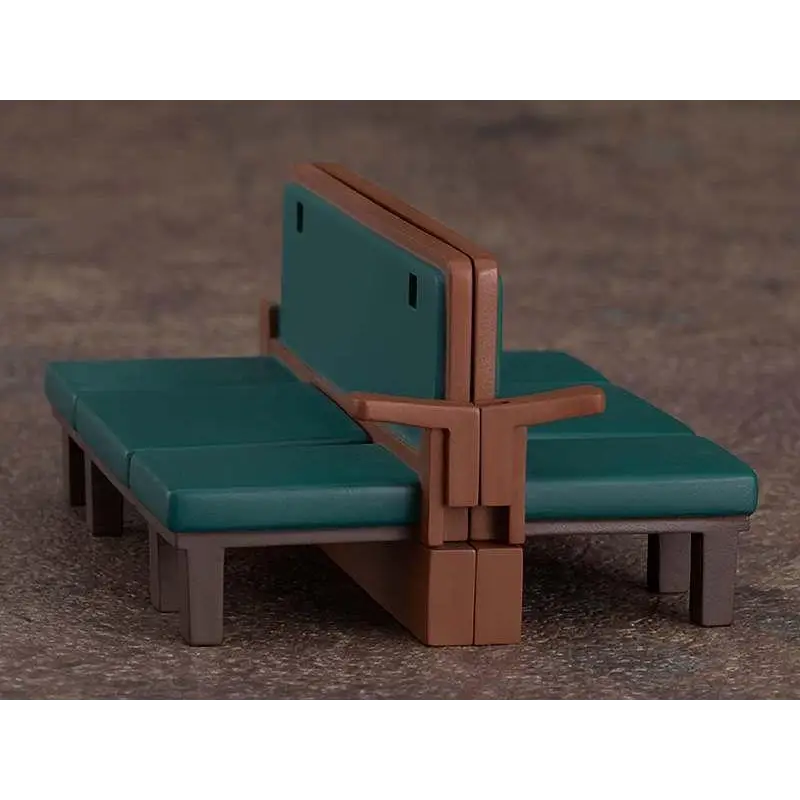 Teal och brun plastmodell av hopfällbar dinerbänk för Nendoroid Swacchao!