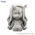 Vit unpainted resinfigur av chibi Nezuko från Demon Slayer med långt hår, horn och spruckna ansiktsmärken