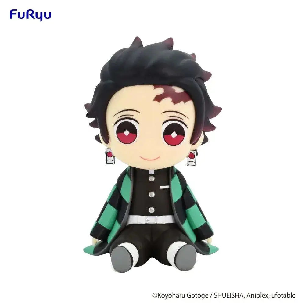 Chibi Tanjiro Kamado Potetto-figur från Demon Slayer, med svart spretigt hår och röd ärr