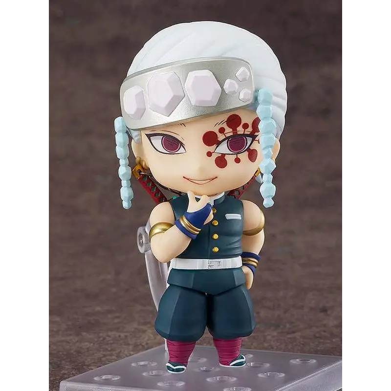 Chibi Nendoroid-figur av Tengen Uzui från Demon Slayer med vit hår och röd ögonmarkering