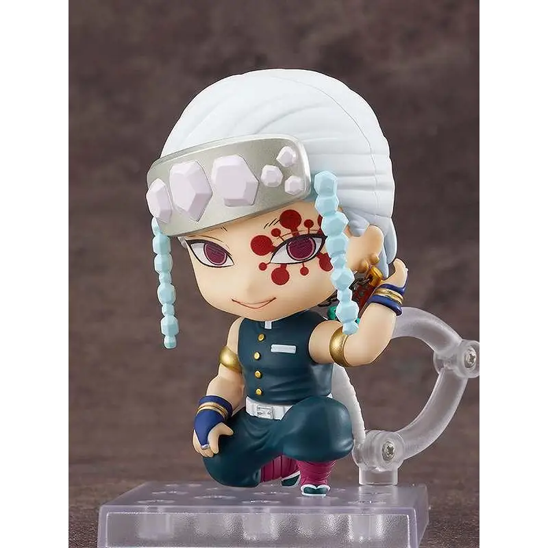 Chibi Nendoroid-figur av Tengen Uzui från Demon Slayer med vit hår och röd ögonsminkning