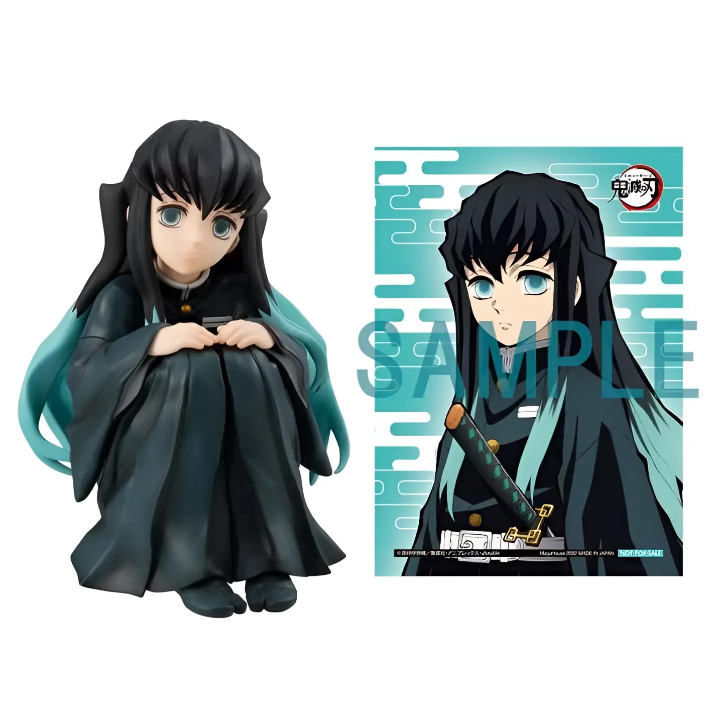 Svart och teal Demon Slayer Tokito palmstor figur med exklusiv gåva
