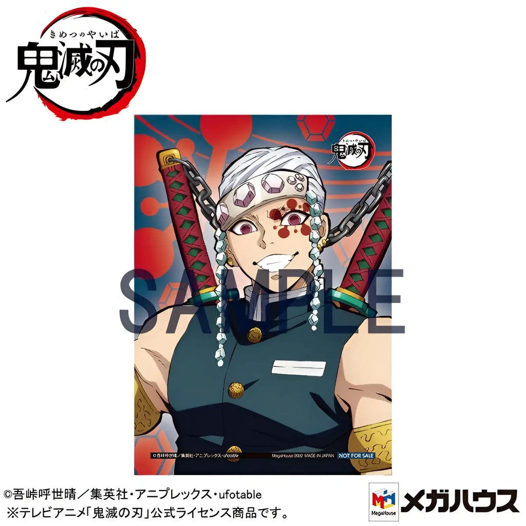 Anime Demon Slayer Uzui-staty med vita bandage och röda ögonmärken