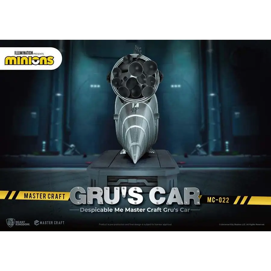 Silvrig metallisk leksaksbil Despicable Me Gru Car med högtalare