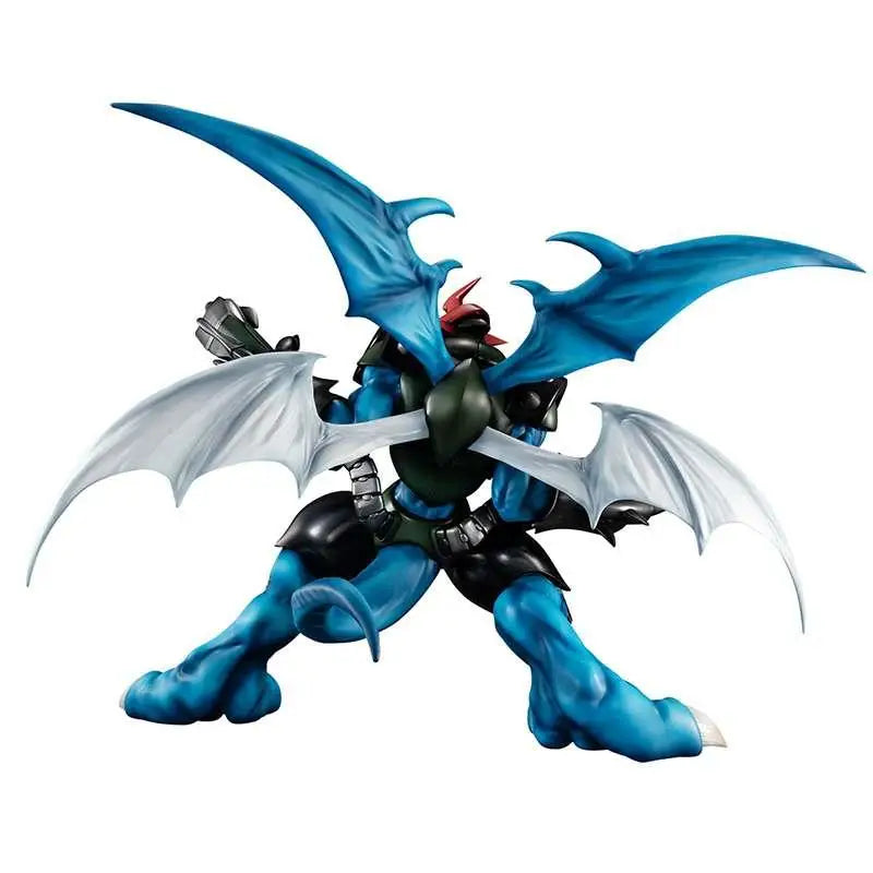 Paildramon-figur från Digimon Adventure 02 med blåsvarta rustning och genomskinliga blå vingar