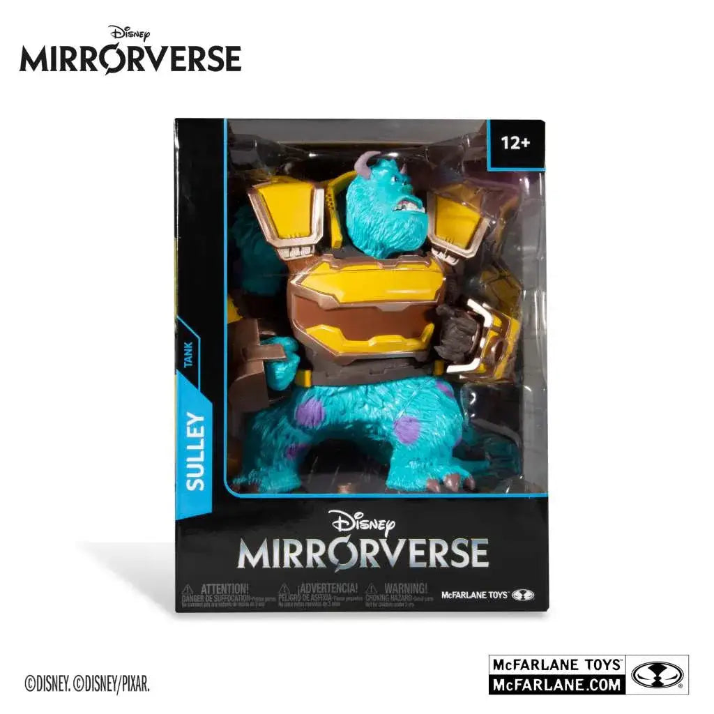 Blåpälsad Sulley-actionfigur i gulbrun rustning från Disney Mirrorverse, 12 tum