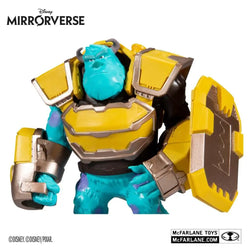 Turquoise Sulley actionfigur i gul och metallgrå rustning från Disney Mirrorverse