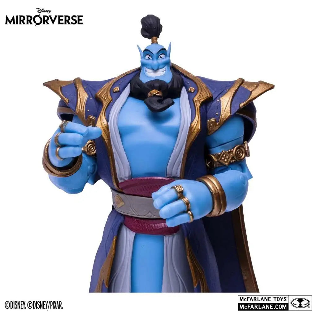 Blå genie-actionfigur från Disneys Aladdin i Disney Mirrorverse, med lila och guld-robe