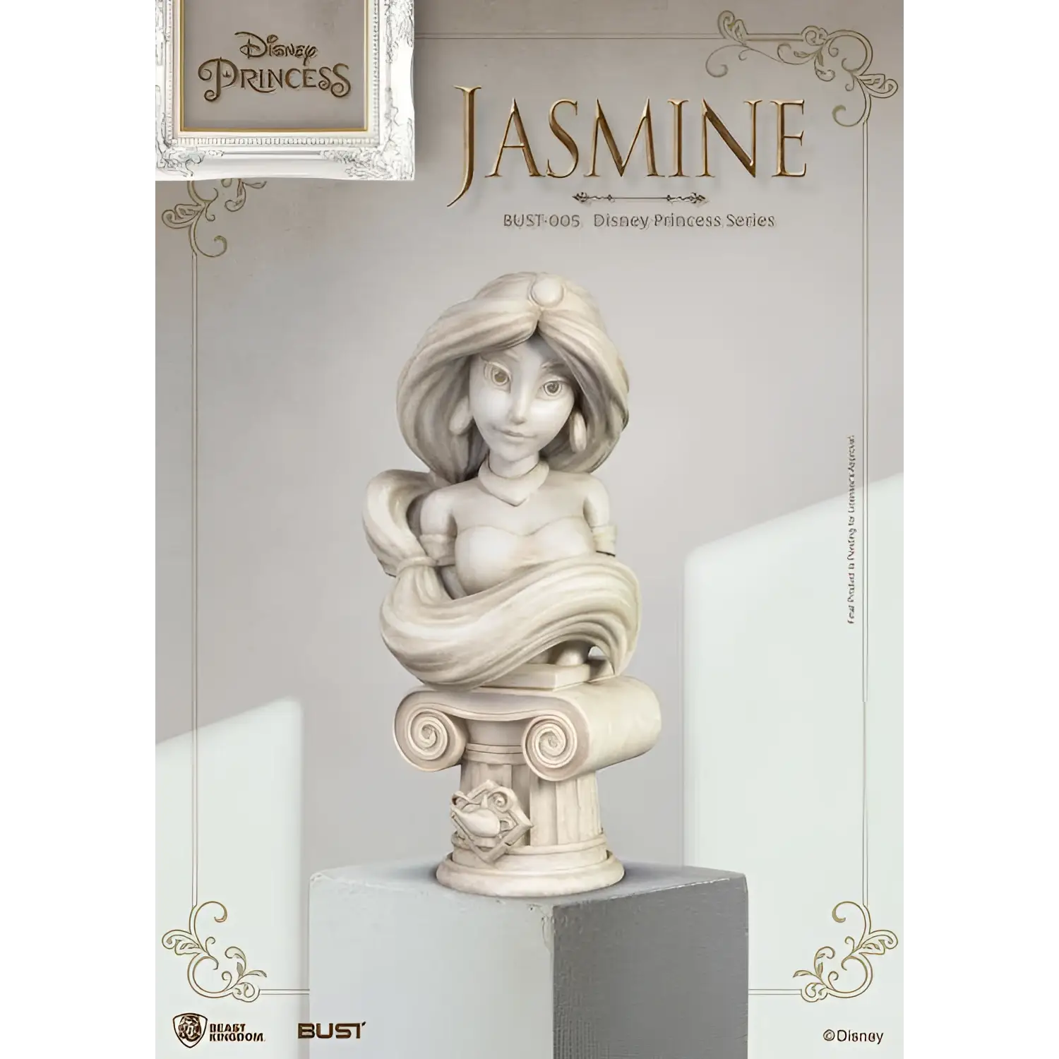 Beige resinbyst av Disney-prinsessan Jasmine med scarf och frisyr